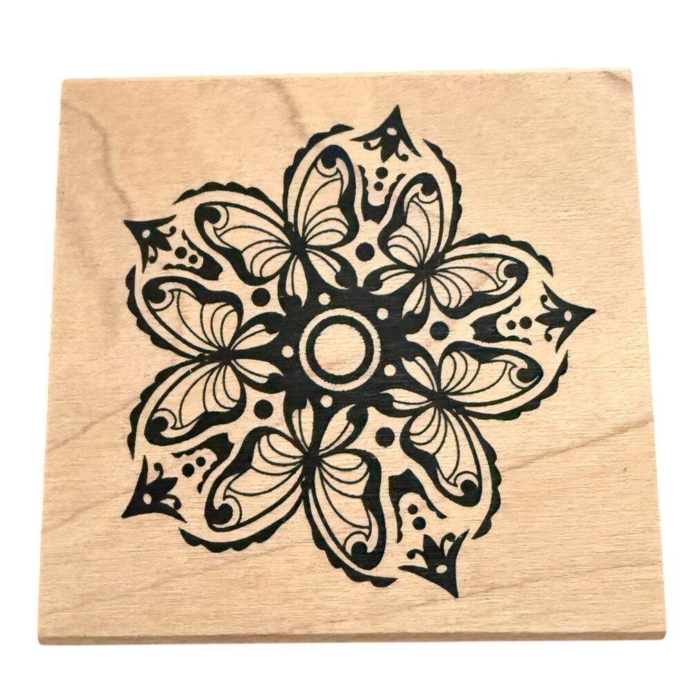 Inkadinkado Flower Butterfly 99315 Rubber Stamp